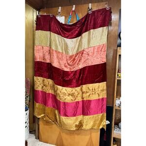 Vintage Rayon and Velvet Stripe Throw - 62" x 50"
